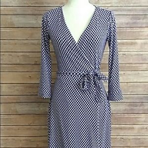 Diane Von Furstenberg Blue and White Midi Dress